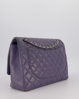 Chanel Lavender Purple Maxi Classic Double Flap Bag in Lambskin Leather with Silver Hardware