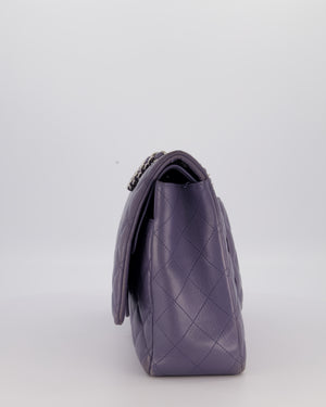 Chanel Lavender Purple Maxi Classic Double Flap Bag in Lambskin Leather with Silver Hardware