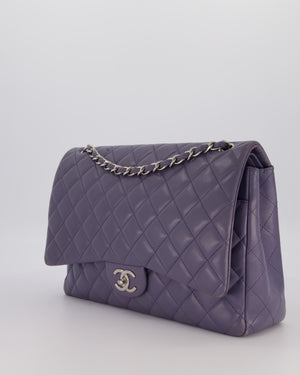 Chanel Lavender Purple Maxi Classic Double Flap Bag in Lambskin Leather with Silver Hardware