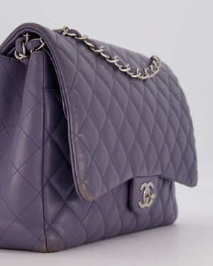 Chanel Lavender Purple Maxi Classic Double Flap Bag in Lambskin Leather with Silver Hardware