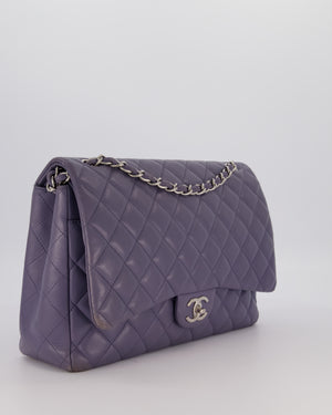 Chanel Lavender Purple Maxi Classic Double Flap Bag in Lambskin Leather with Silver Hardware