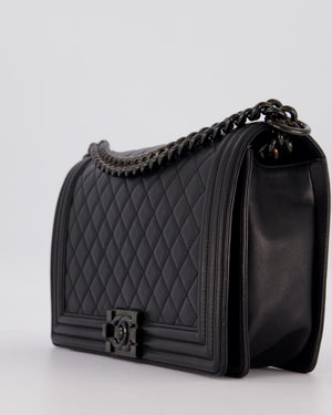 Chanel Black Medium Boy Bag in Calfskin Leather with So Black Hardware