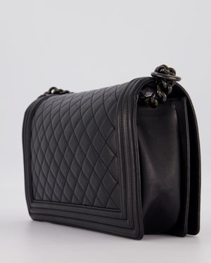 Chanel Black Medium Boy Bag in Calfskin Leather with So Black Hardware