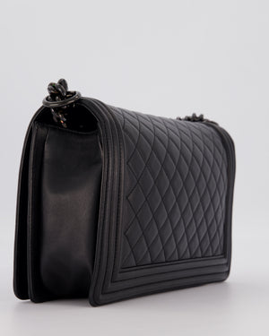 Chanel Black Medium Boy Bag in Calfskin Leather with So Black Hardware