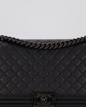 Chanel Black Medium Boy Bag in Calfskin Leather with So Black Hardware