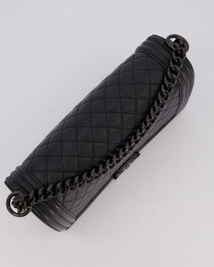 Chanel Black Medium Boy Bag in Calfskin Leather with So Black Hardware