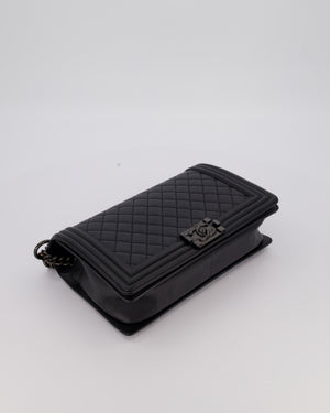 Chanel Black Medium Boy Bag in Calfskin Leather with So Black Hardware