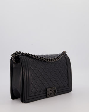 Chanel Black Medium Boy Bag in Calfskin Leather with So Black Hardware