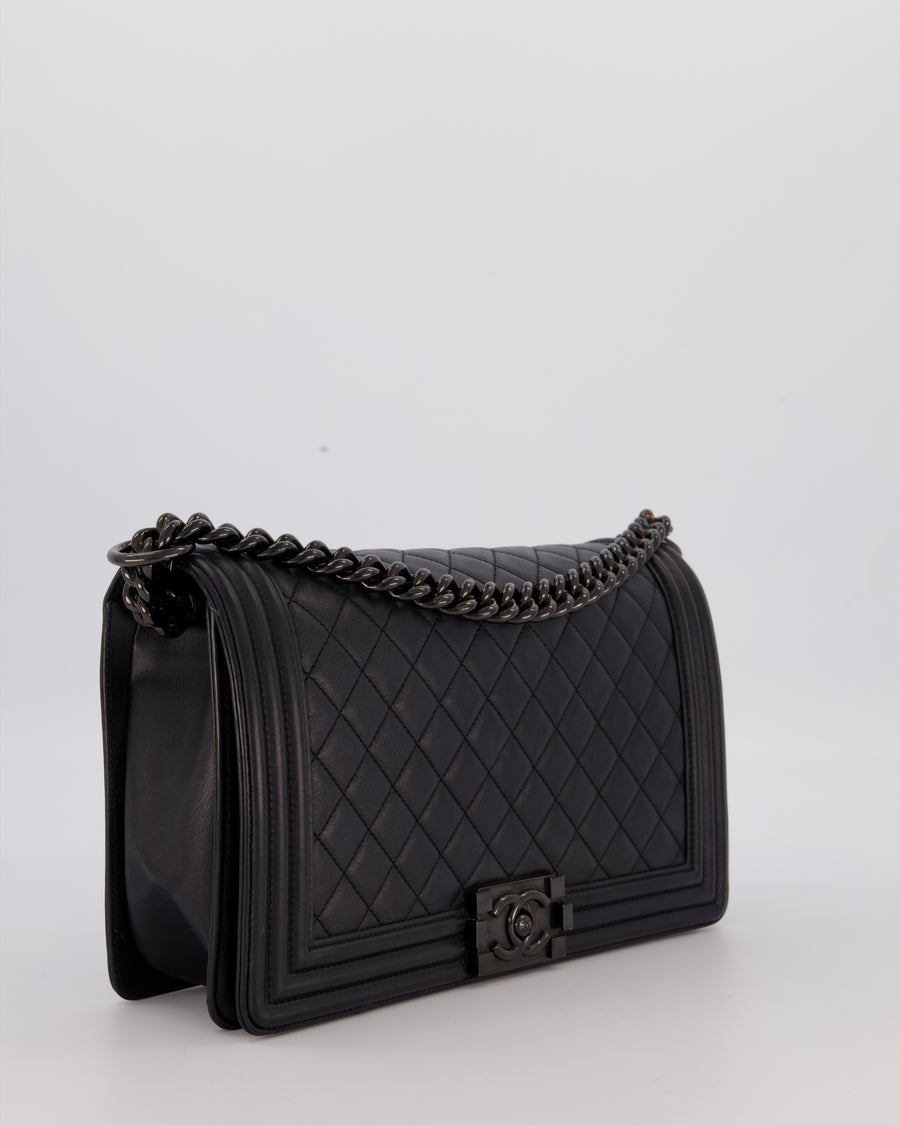 Chanel Black Medium Boy Bag in Calfskin Leather with So Black Hardware