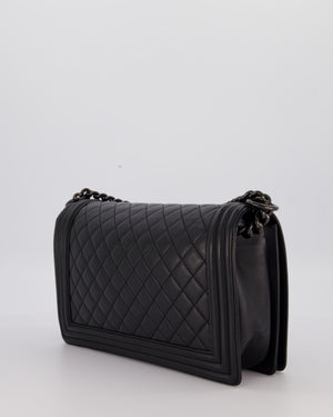 Chanel Black Medium Boy Bag in Calfskin Leather with So Black Hardware