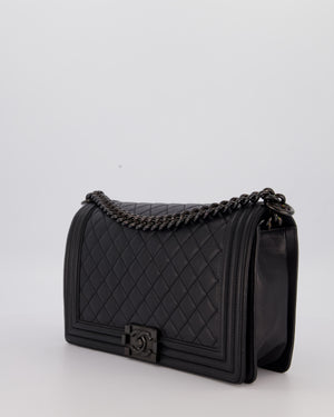Chanel Black Medium Boy Bag in Calfskin Leather with So Black Hardware
