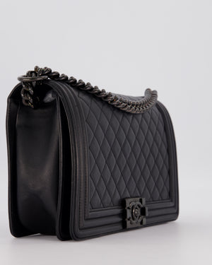 Chanel Black Medium Boy Bag in Calfskin Leather with So Black Hardware
