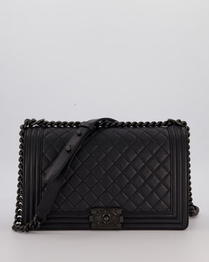 Chanel Black Medium Boy Bag in Calfskin Leather with So Black Hardware