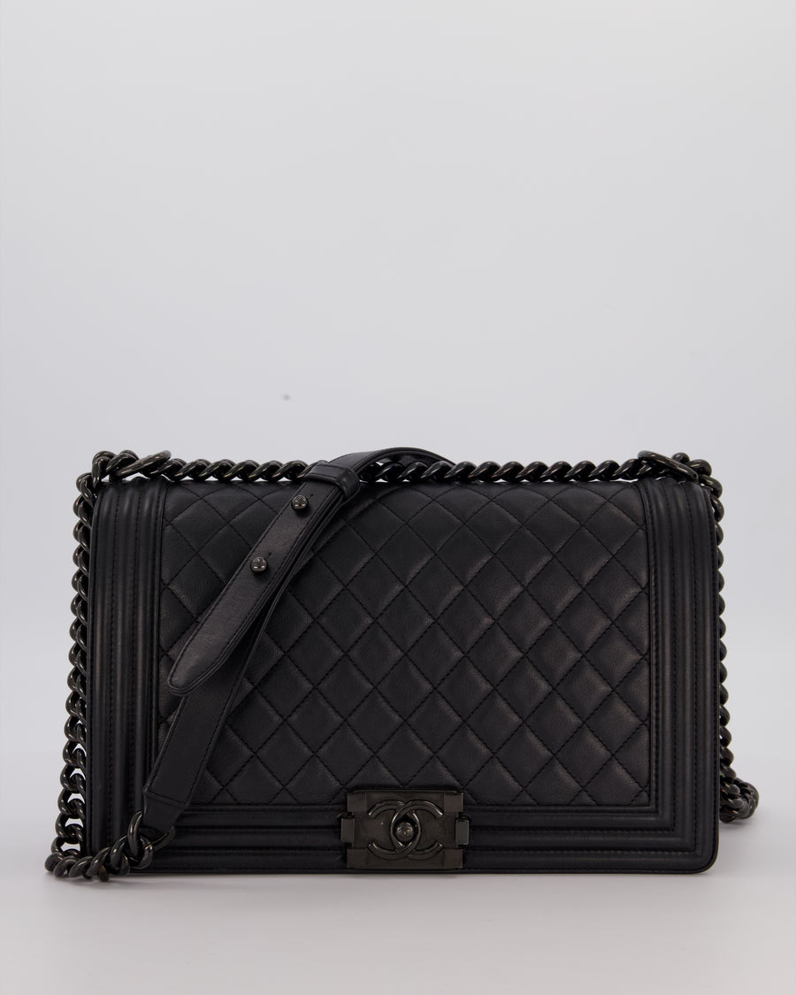 Chanel Black Medium Boy Bag in Calfskin Leather with So Black Hardware