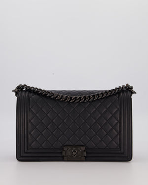 Chanel Black Medium Boy Bag in Calfskin Leather with So Black Hardware