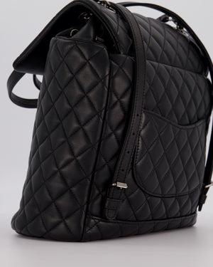 Chanel Black Quilted Lambskin Backpack Bag with Silver Hardware