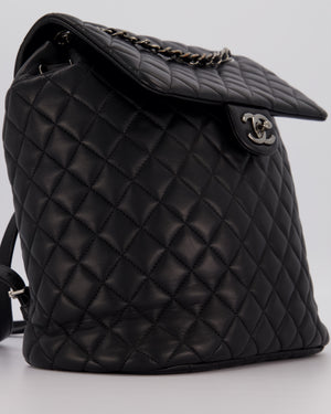 Chanel Black Quilted Lambskin Backpack Bag with Silver Hardware