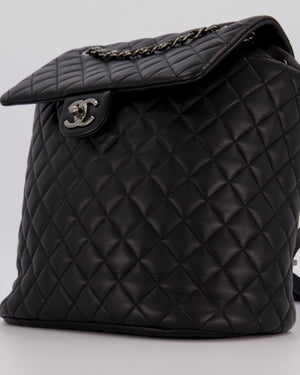 Chanel Black Quilted Lambskin Backpack Bag with Silver Hardware