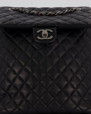 Chanel Black Quilted Lambskin Backpack Bag with Silver Hardware