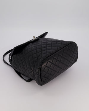 Chanel Black Quilted Lambskin Backpack Bag with Silver Hardware