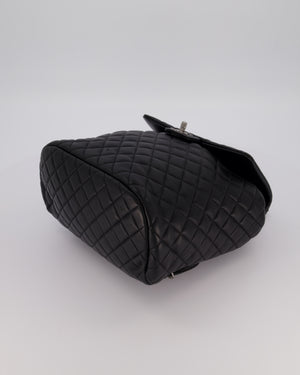 Chanel Black Quilted Lambskin Backpack Bag with Silver Hardware