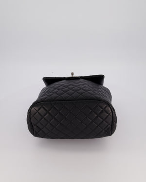 Chanel Black Quilted Lambskin Backpack Bag with Silver Hardware