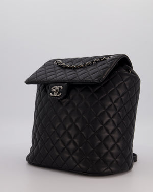 Chanel Black Quilted Lambskin Backpack Bag with Silver Hardware