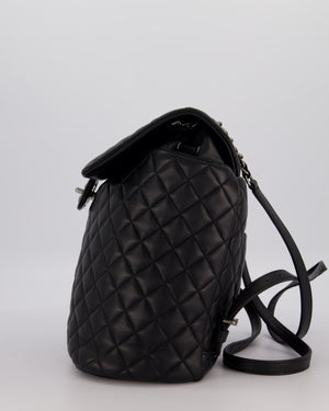 Chanel Black Quilted Lambskin Backpack Bag with Silver Hardware