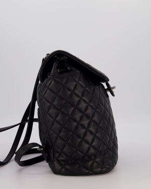 Chanel Black Quilted Lambskin Backpack Bag with Silver Hardware