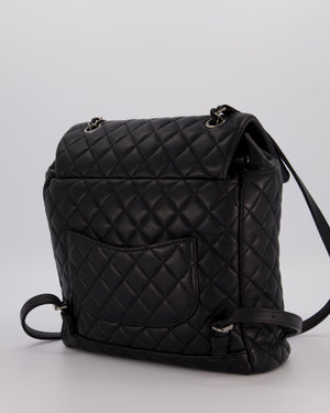 Chanel Black Quilted Lambskin Backpack Bag with Silver Hardware