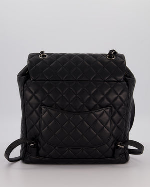 Chanel Black Quilted Lambskin Backpack Bag with Silver Hardware