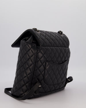 Chanel Black Quilted Lambskin Backpack Bag with Silver Hardware