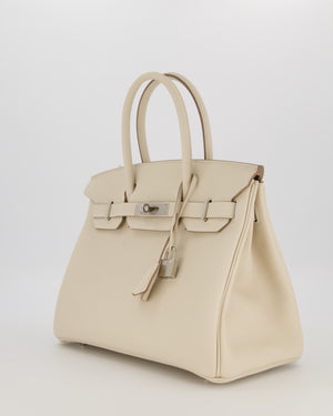 *SUPER RARE* Hermès Birkin 30 Retourne Bag in Craie Togo Leather with Palladium Hardware