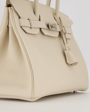 *SUPER RARE* Hermès Birkin 30 Retourne Bag in Craie Togo Leather with Palladium Hardware