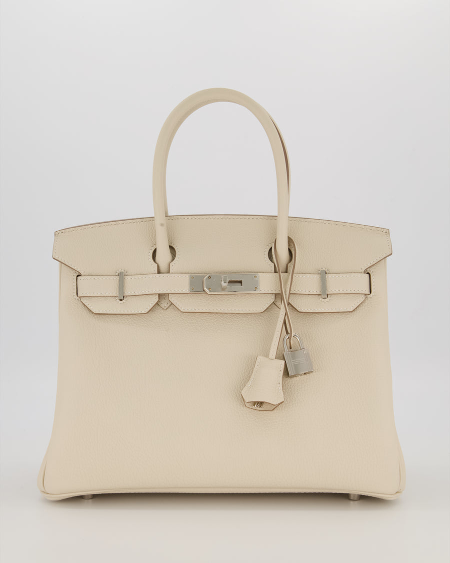 *SUPER RARE* Hermès Birkin 30 Retourne Bag in Craie Togo Leather with Palladium Hardware