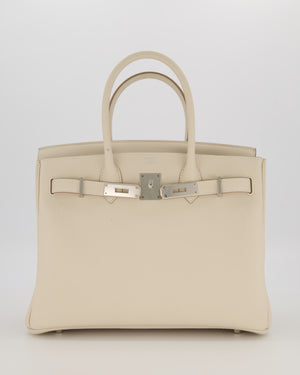 *SUPER RARE* Hermès Birkin 30 Retourne Bag in Craie Togo Leather with Palladium Hardware