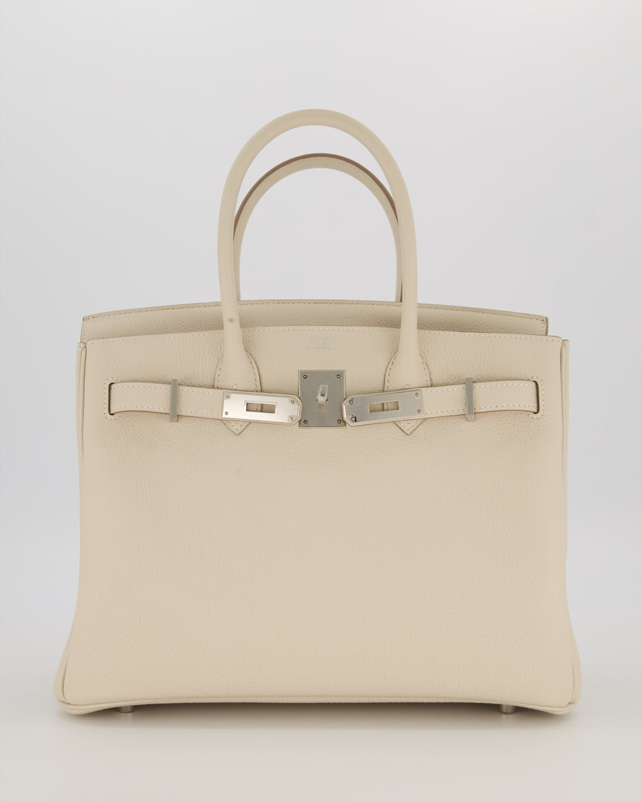 *SUPER RARE* Hermès Birkin 30 Retourne Bag in Craie Togo Leather with Palladium Hardware
