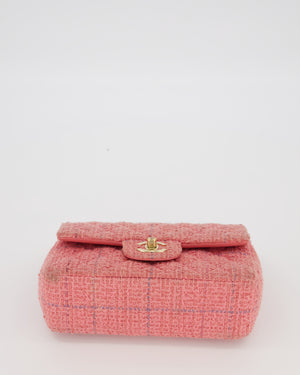Chanel Top Handle Rectangular Bag in Pink Quilted Tweed with Champagne Gold Hardware