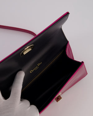 Christian Dior Pink Metallic Small Diorama Flap Bag in Leather with Gold Hardware