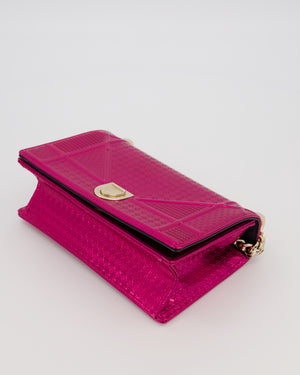 Christian Dior Pink Metallic Small Diorama Flap Bag in Leather with Gold Hardware