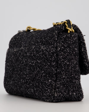 Chanel 19 Black and Grey Small Flap Bag in Tweed with Tricolour Hardware