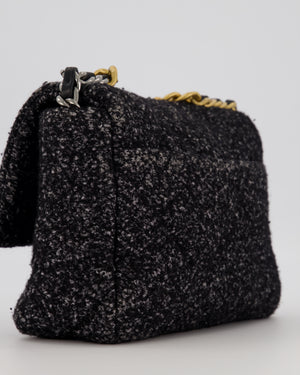 Chanel 19 Black and Grey Small Flap Bag in Tweed with Tricolour Hardware
