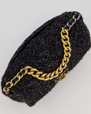 Chanel 19 Black and Grey Small Flap Bag in Tweed with Tricolour Hardware