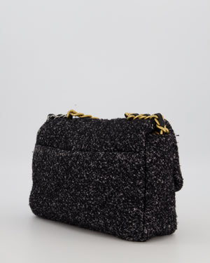 Chanel 19 Black and Grey Small Flap Bag in Tweed with Tricolour Hardware