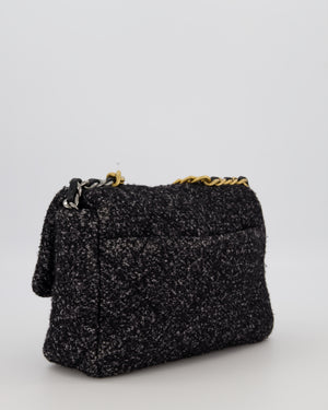 Chanel 19 Black and Grey Small Flap Bag in Tweed with Tricolour Hardware