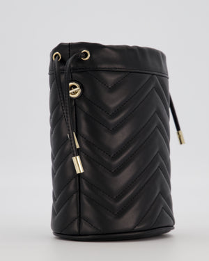 Gucci Black Calfskin GG Matelasse Marmont Mini Bucket Bag with Light Gold Hardware