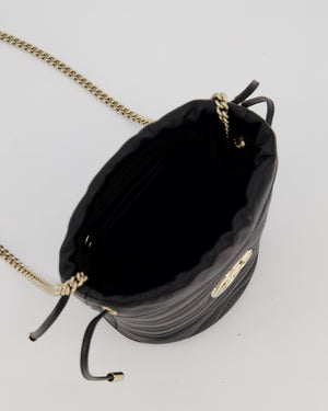 Gucci Black Calfskin GG Matelasse Marmont Mini Bucket Bag with Light Gold Hardware