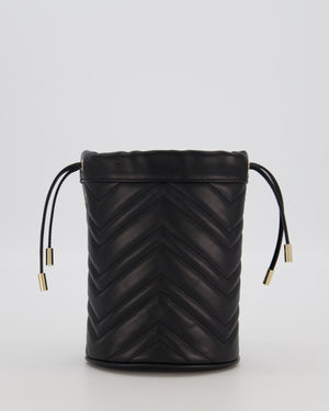 Gucci Black Calfskin GG Matelasse Marmont Mini Bucket Bag with Light Gold Hardware