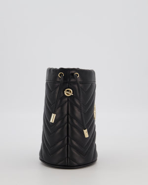 Gucci Black Calfskin GG Matelasse Marmont Mini Bucket Bag with Light Gold Hardware