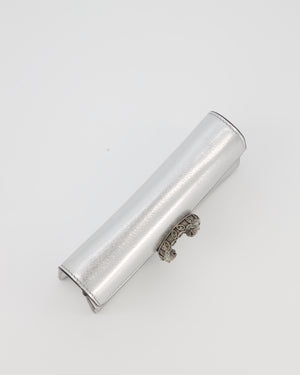Gucci Metallic Silver Dionysus Wallet on Chain Bag in Calfskin Leather with Silver Hardware